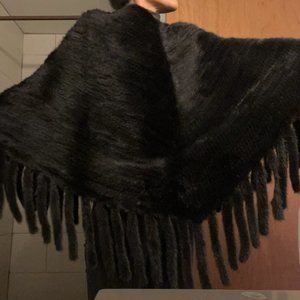 100% Real Fur Knitted Mink Fur Poncho - NEW
